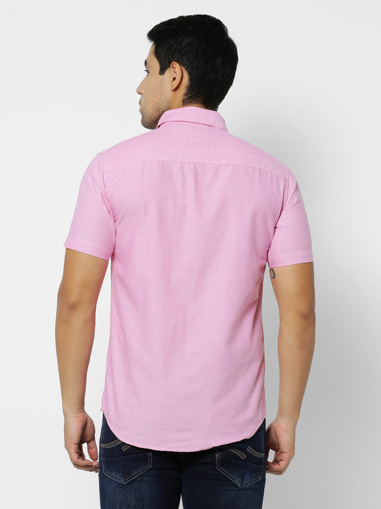 Pink Cotton Cut-Way Collar Shirt