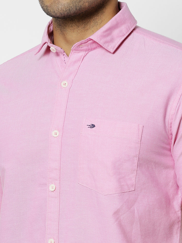 Pink Cotton Cut-Way Collar Shirt
