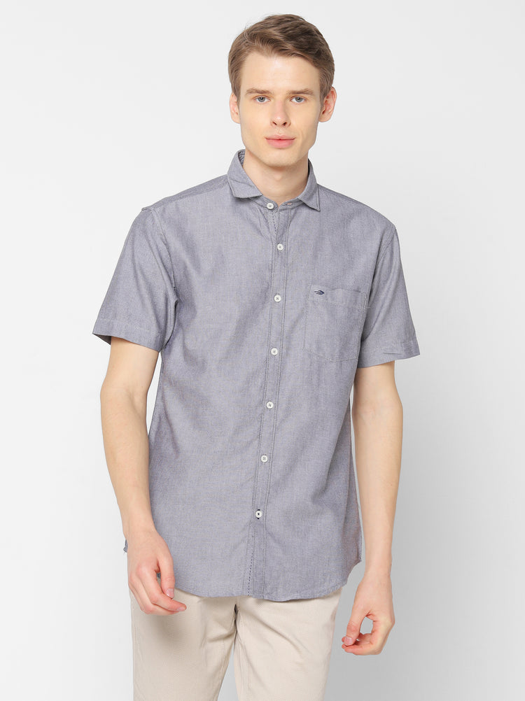 Grey Plain Casual Shirt