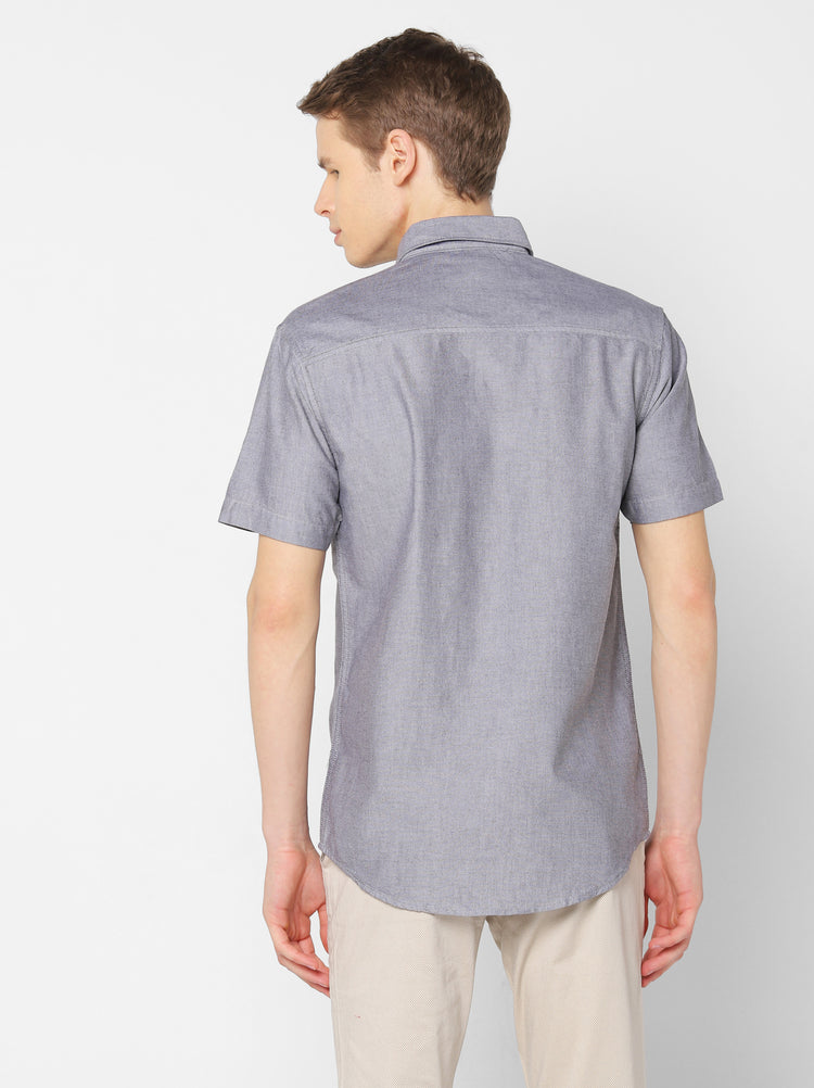 Grey Plain Casual Shirt