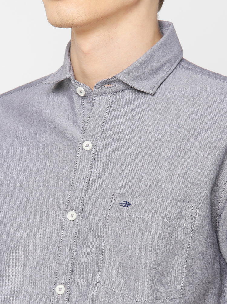 Grey Plain Casual Shirt
