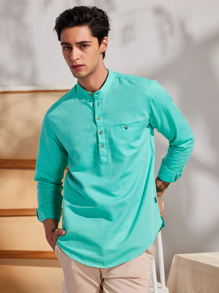 Aqua Green Plain Kurta