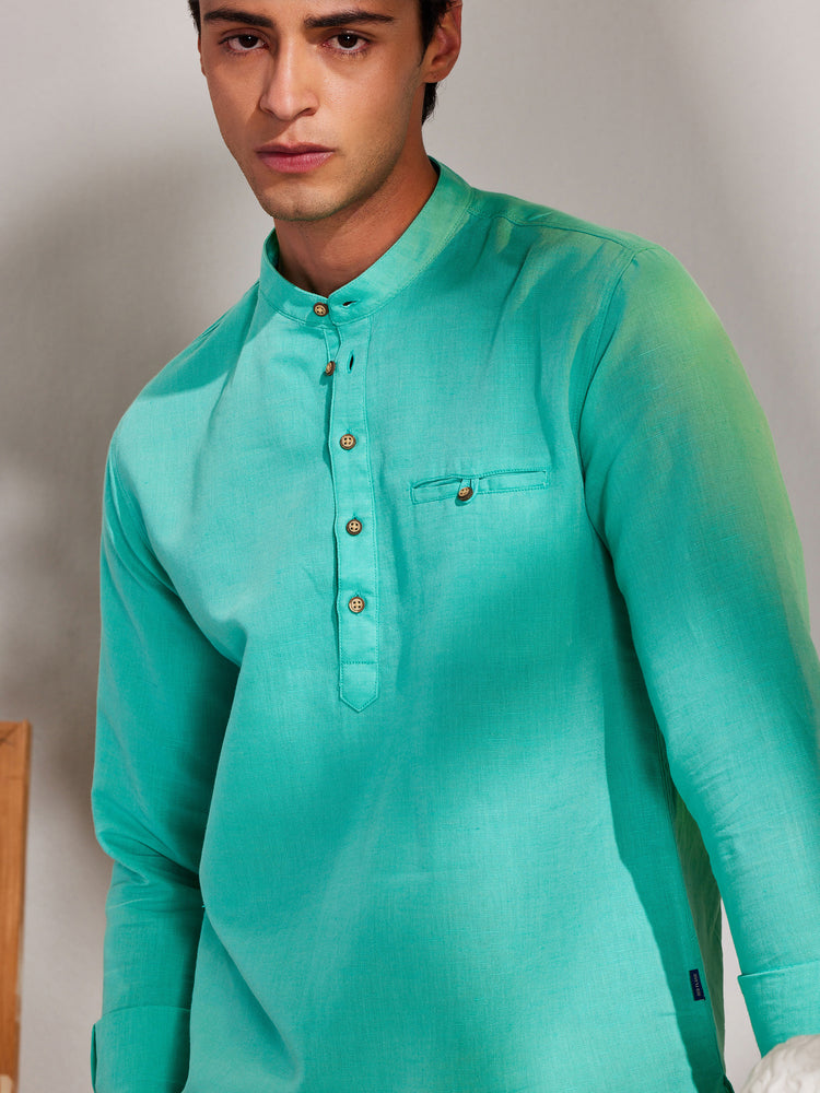 Aqua Green Plain Kurta