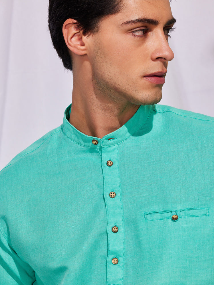 Aqua Green Plain Kurta