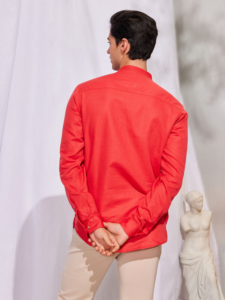 Red Plain Kurta