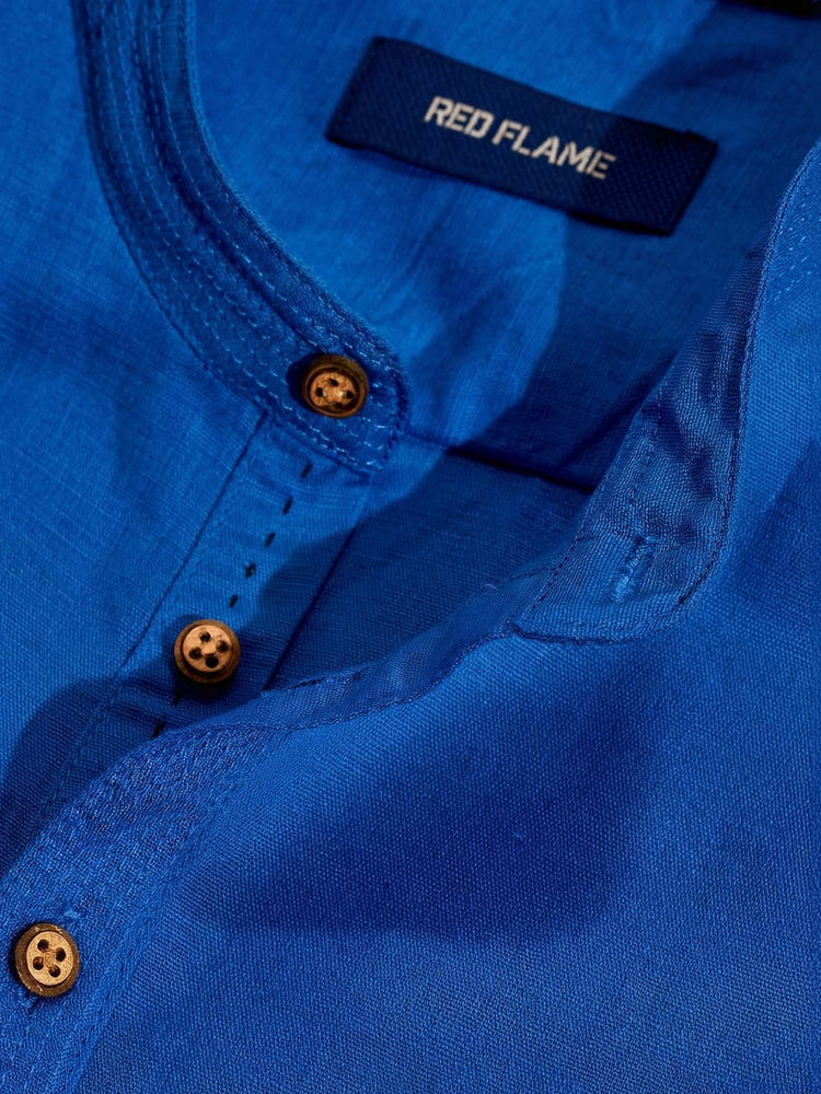 Blue Linen Plain Kurta
