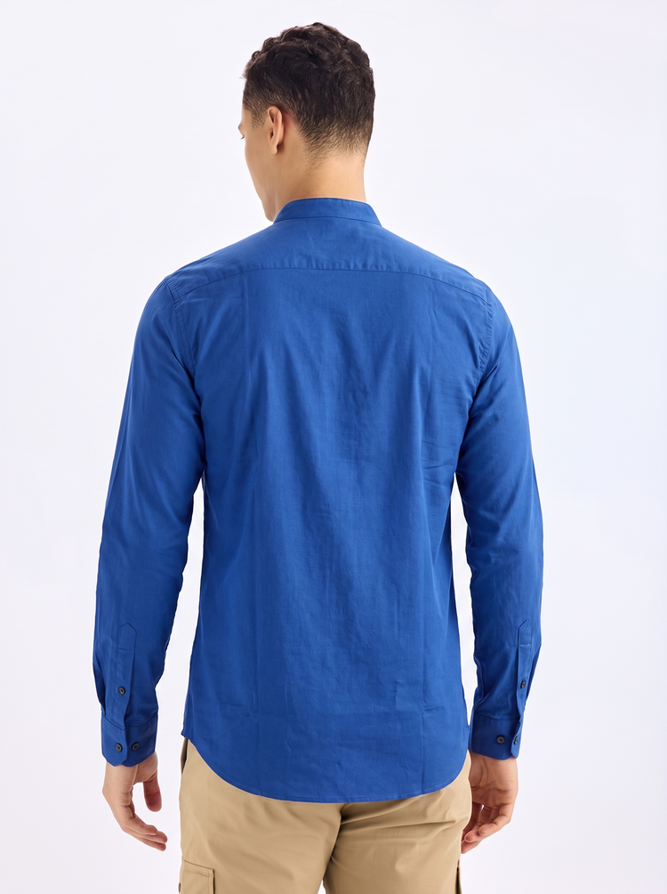 Blue Stretch Solid Kurta