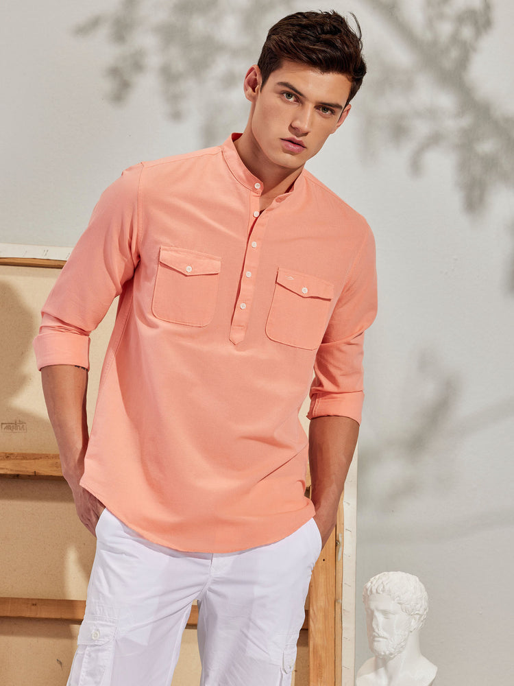 Pink Double Pocket Kurta