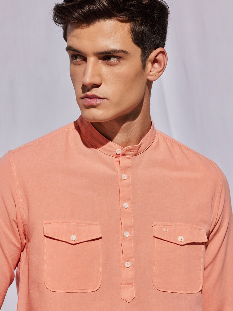 Pink Double Pocket Kurta