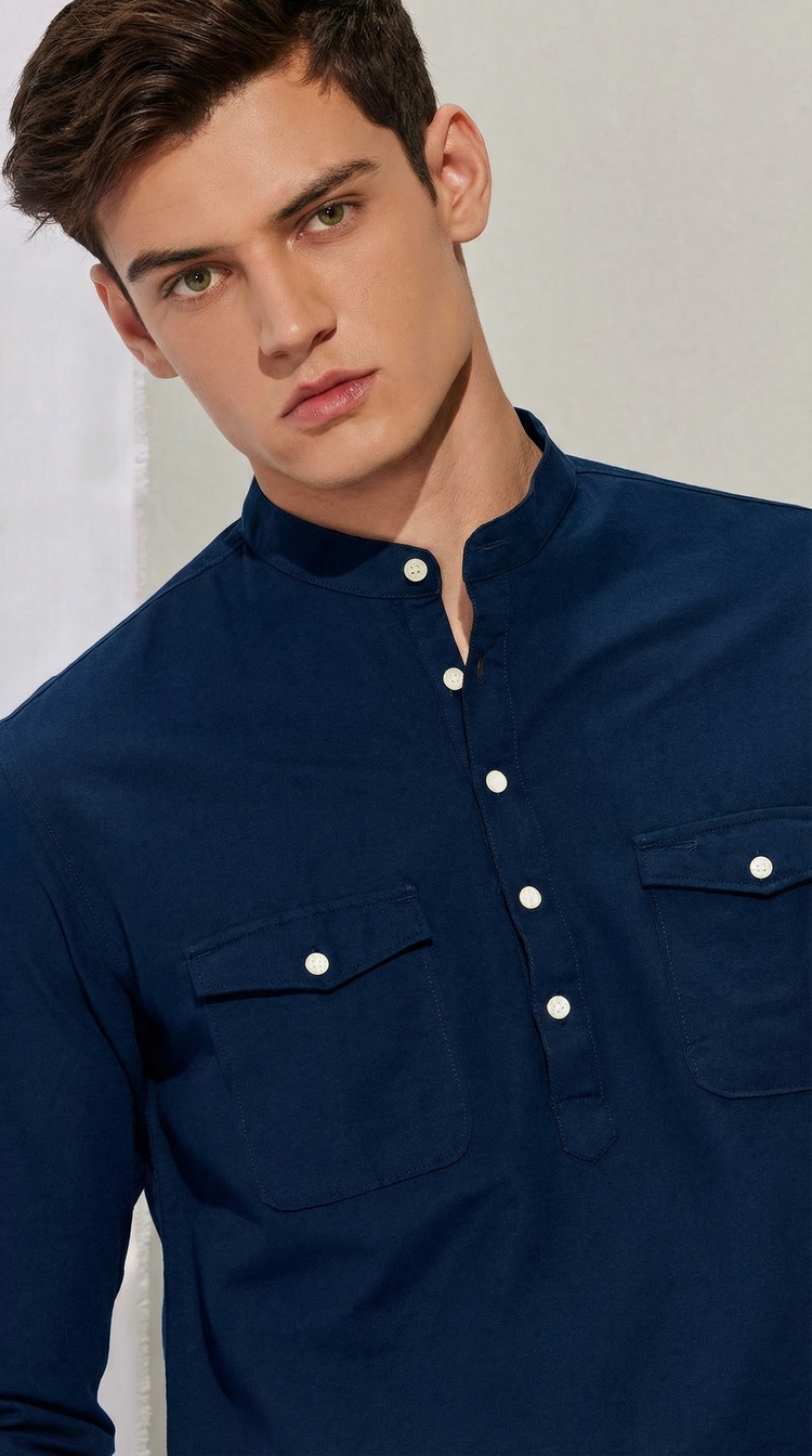 Navy Plain Kurta