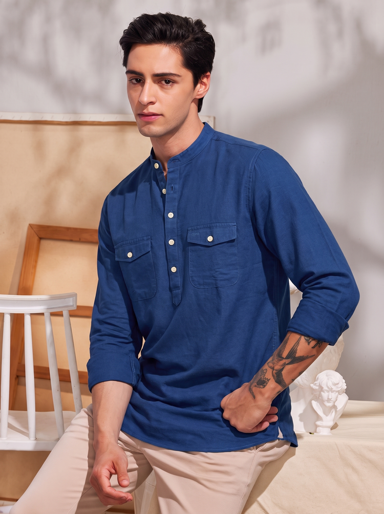 Navy Plain Kurta