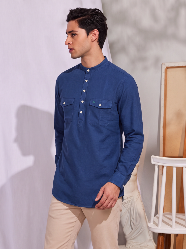 Navy Plain Kurta