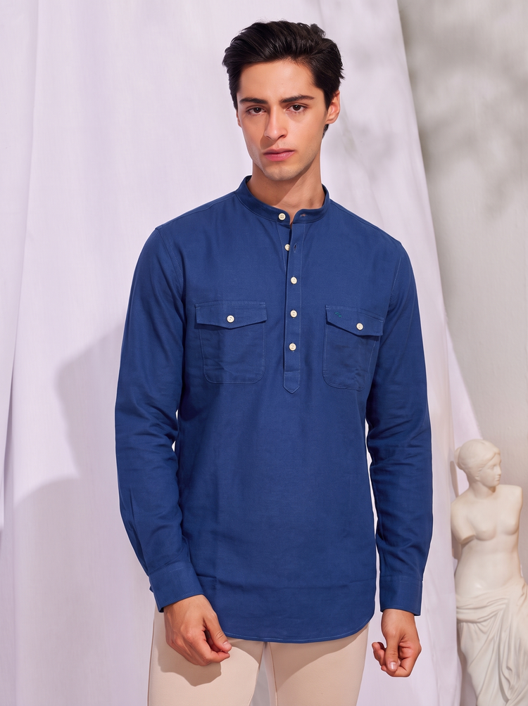 Navy Plain Kurta