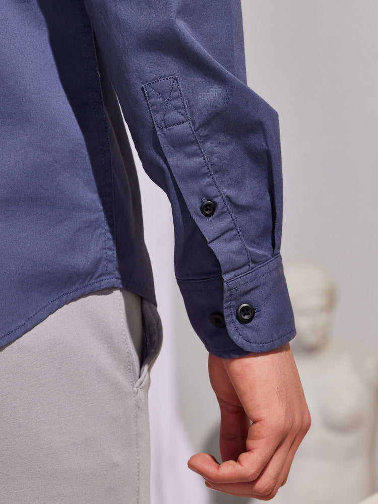 Blue Plain Stretch Shirt