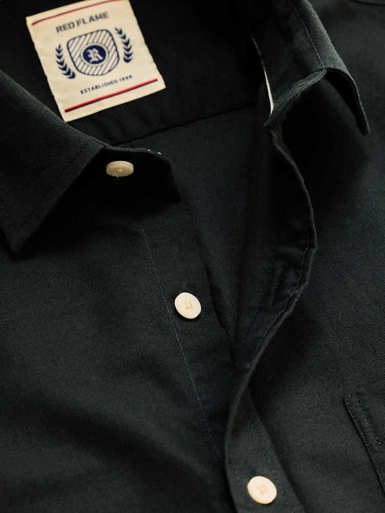 Green Plain Pure Cotton Solid Shirt
