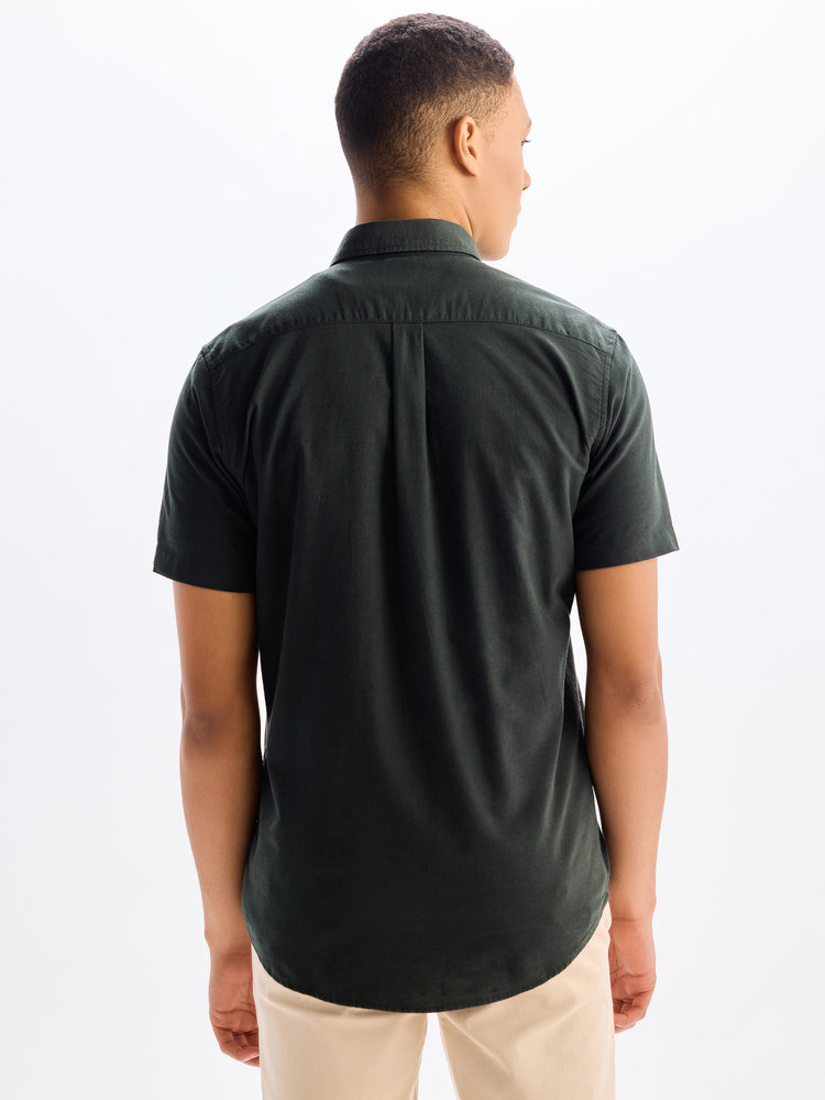 Green Plain Pure Cotton Solid Shirt