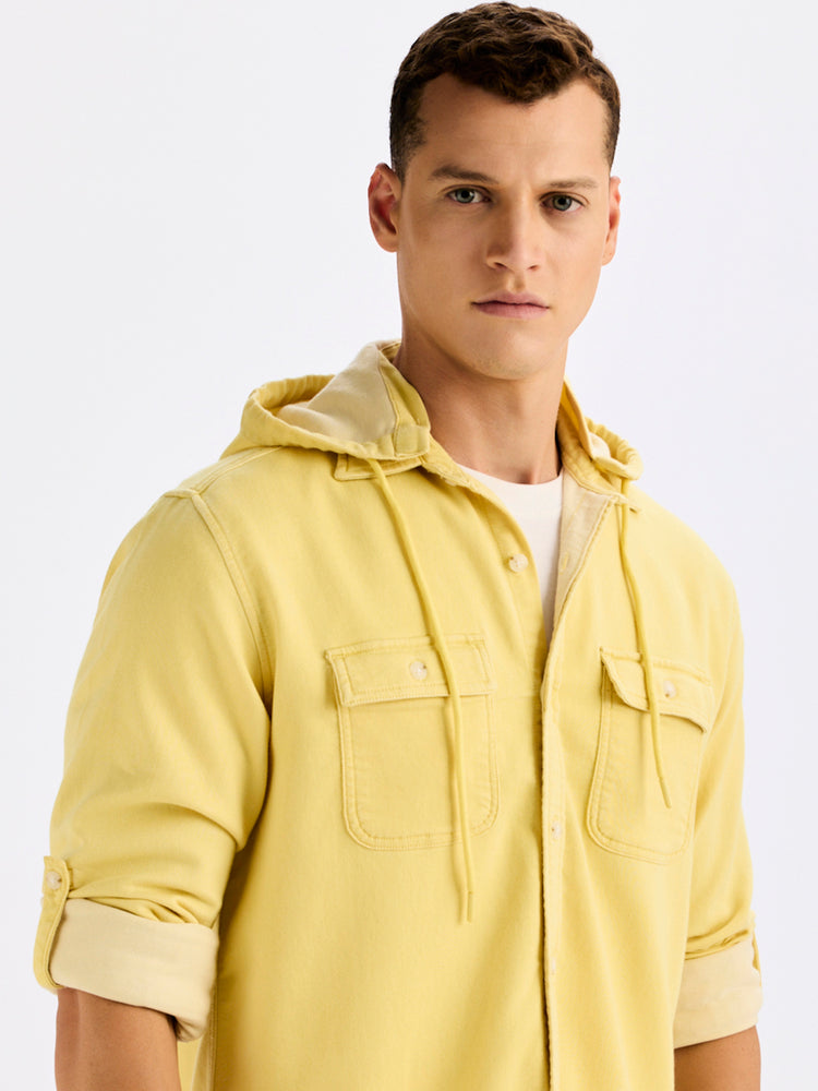 Yellow Hooded Denim Shirt