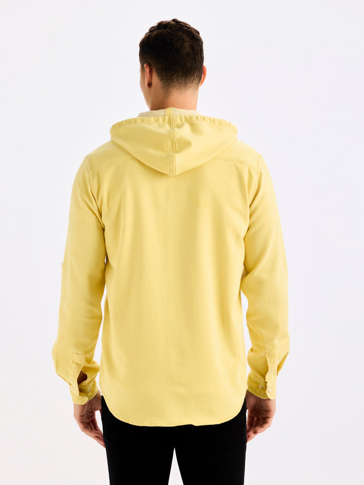 Yellow Hooded Denim Shirt