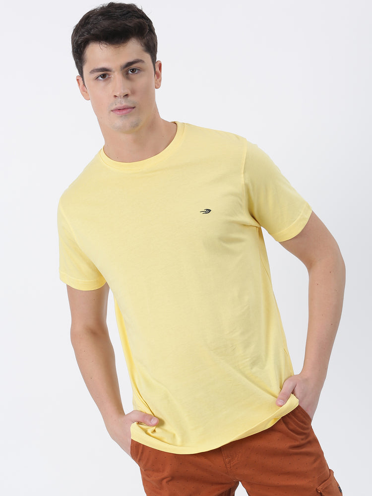 Yellow Cotton Crew Neck T-Shirt