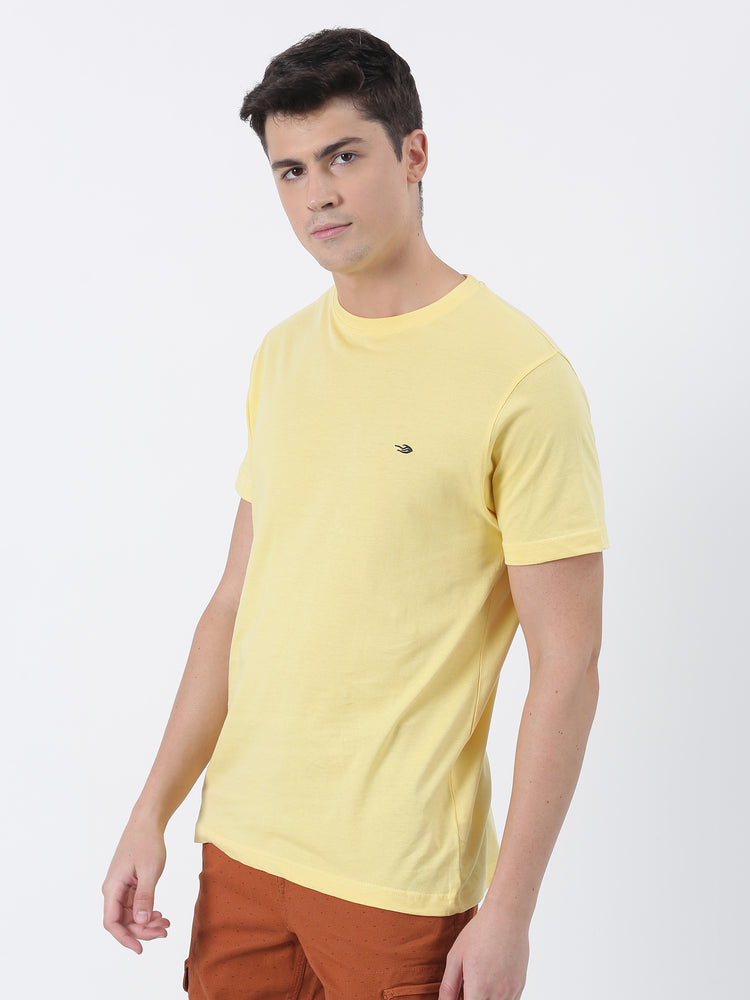 Yellow Cotton Crew Neck T-Shirt