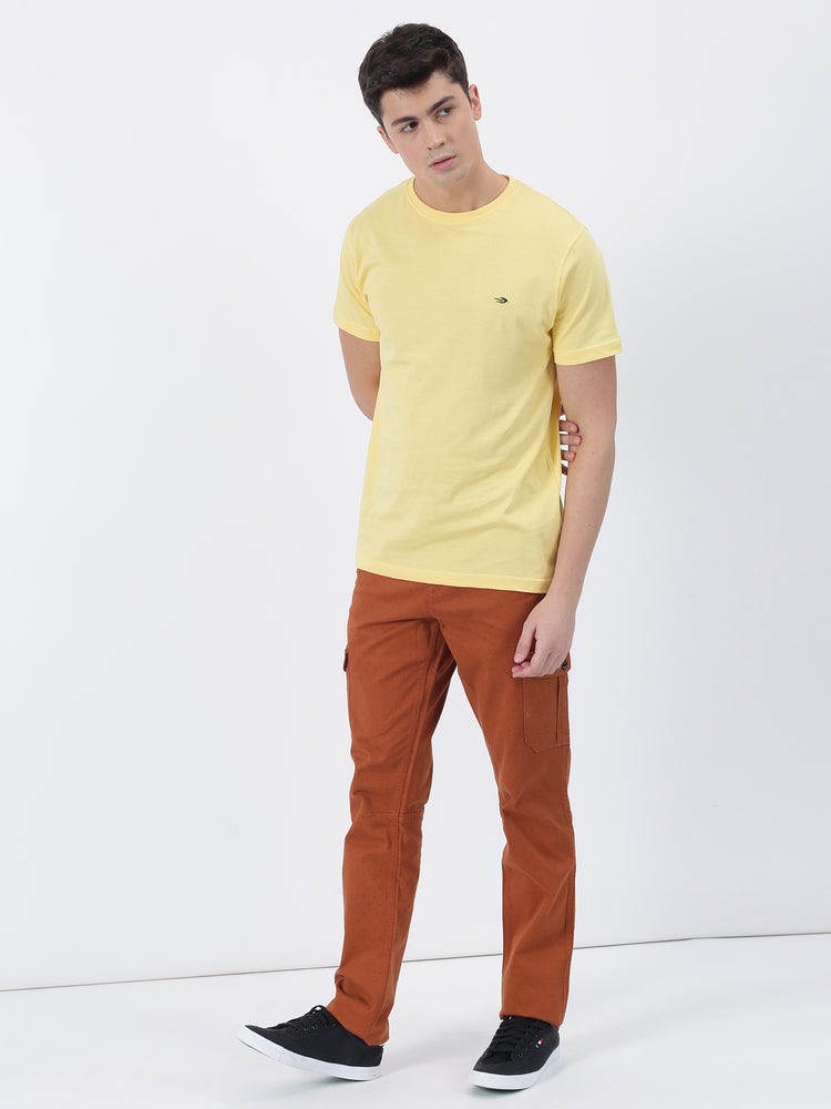 Yellow Cotton Crew Neck T-Shirt