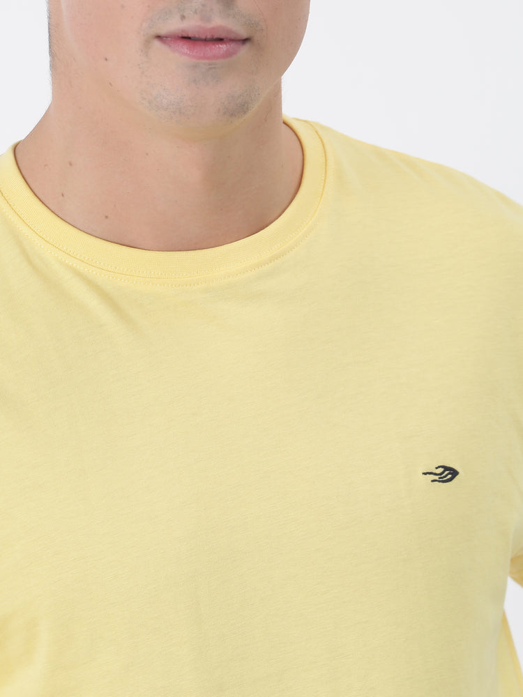 Yellow Cotton Crew Neck T-Shirt
