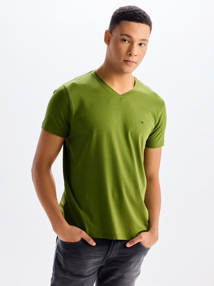 Cotton Stretch V-neck T-Shirt