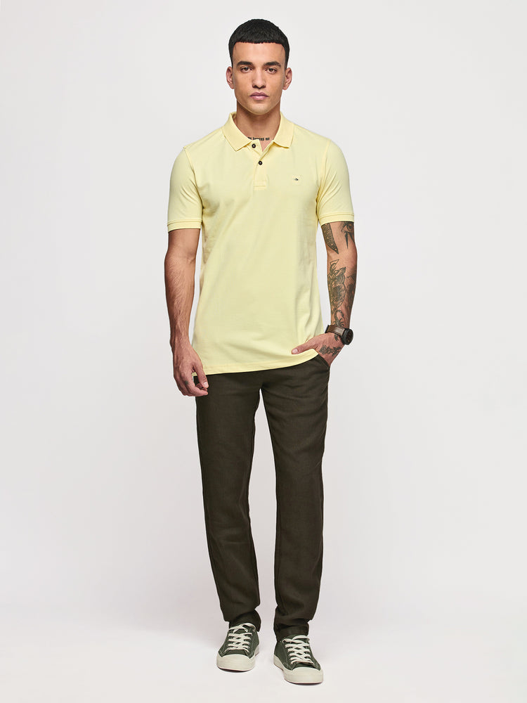 Yellow Cotton Stretch Polo T-Shirts