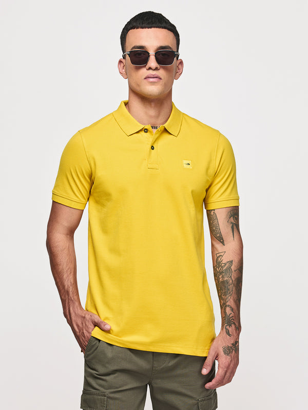 Yellow Cotton Stretch Polo T-Shirts