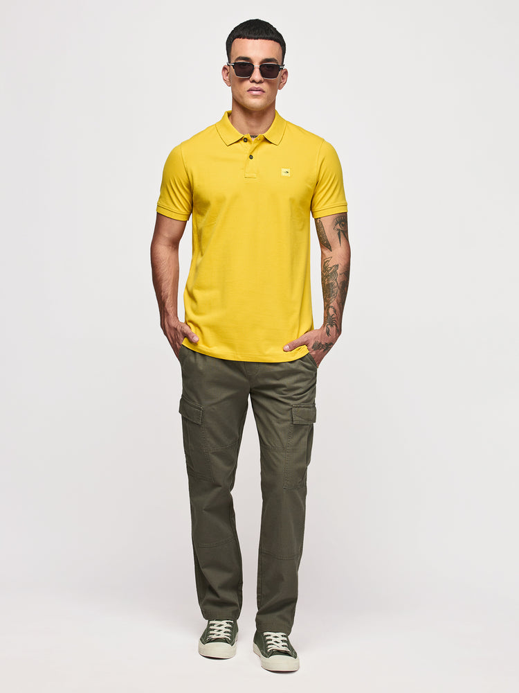 Yellow Cotton Stretch Polo T-Shirts