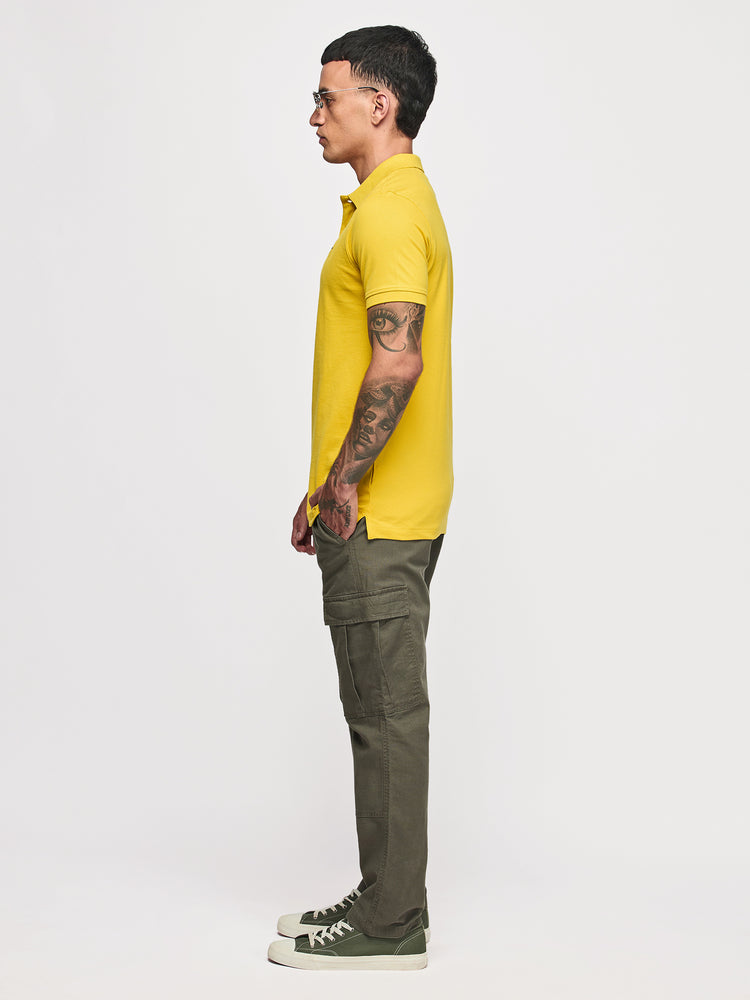 Yellow Cotton Stretch Polo T-Shirts