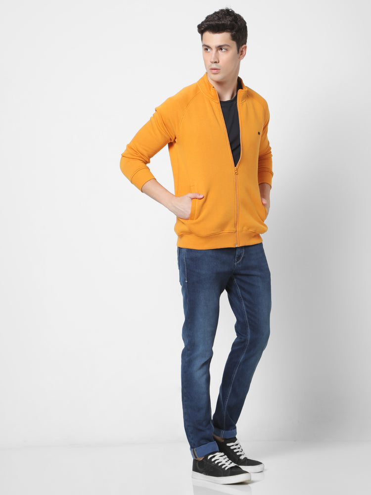 Yellow  Plain  Casual Sweatshirt