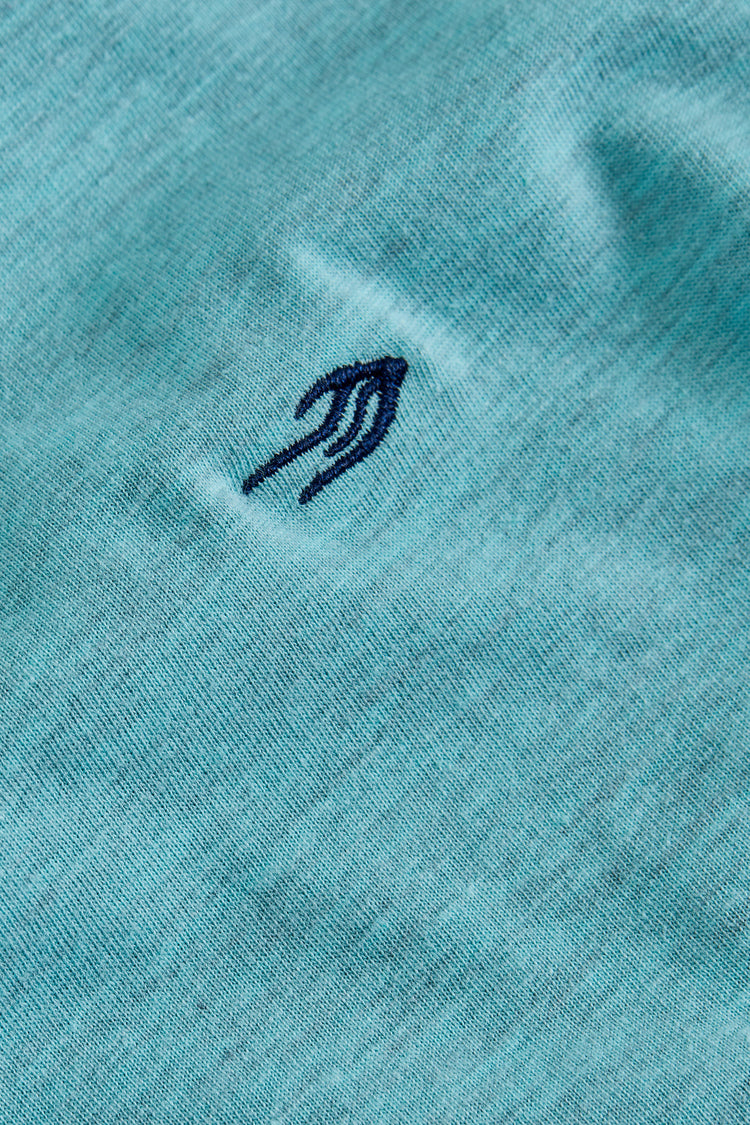 Aqua Melange Cotton Crew Neck T-Shirt