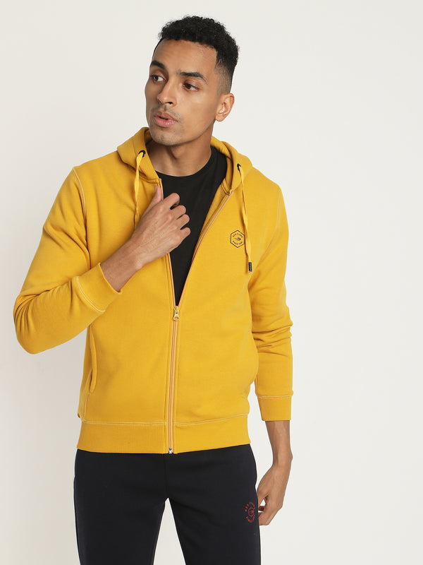 Yellow  Plain  Casual Sweatshirt