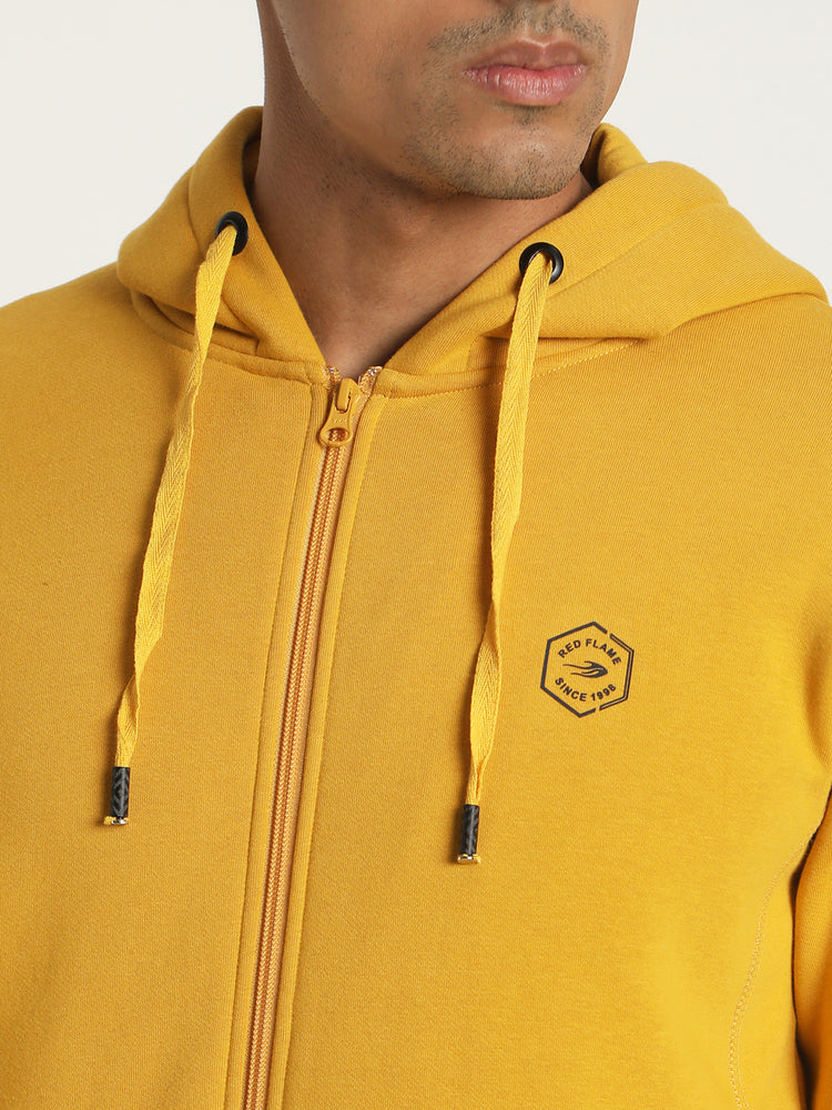 Yellow  Plain  Casual Sweatshirt