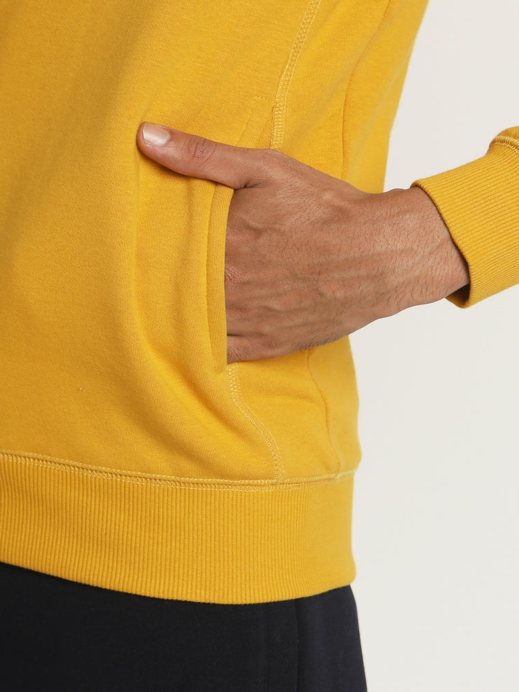 Yellow  Plain  Casual Sweatshirt