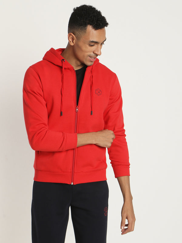 Red  Plain  Casual Sweatshirt