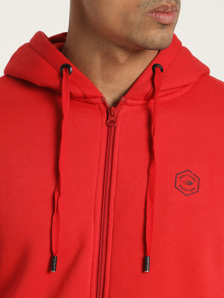 Red  Plain  Casual Sweatshirt