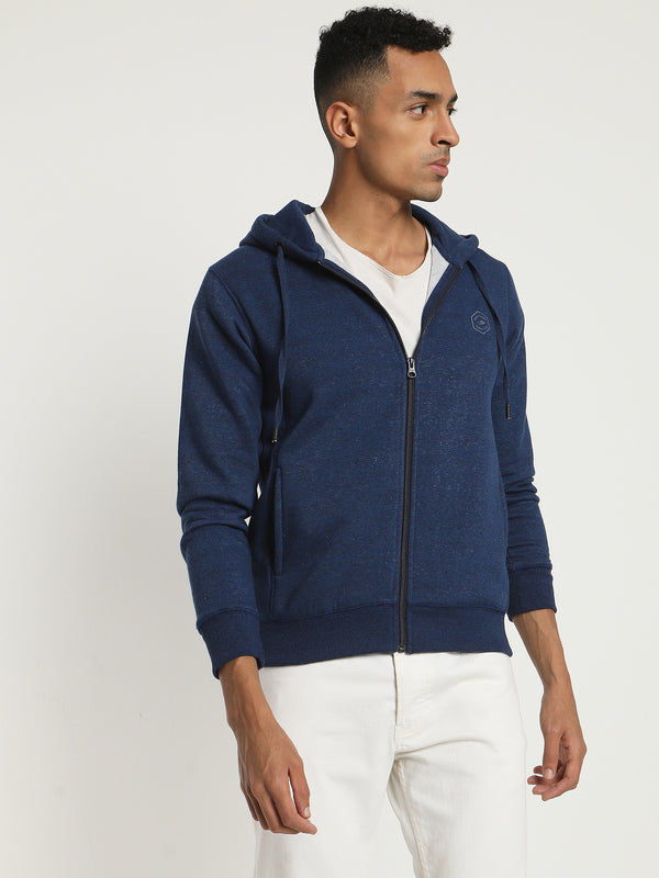 Blue Plain Casual Sweatshirt