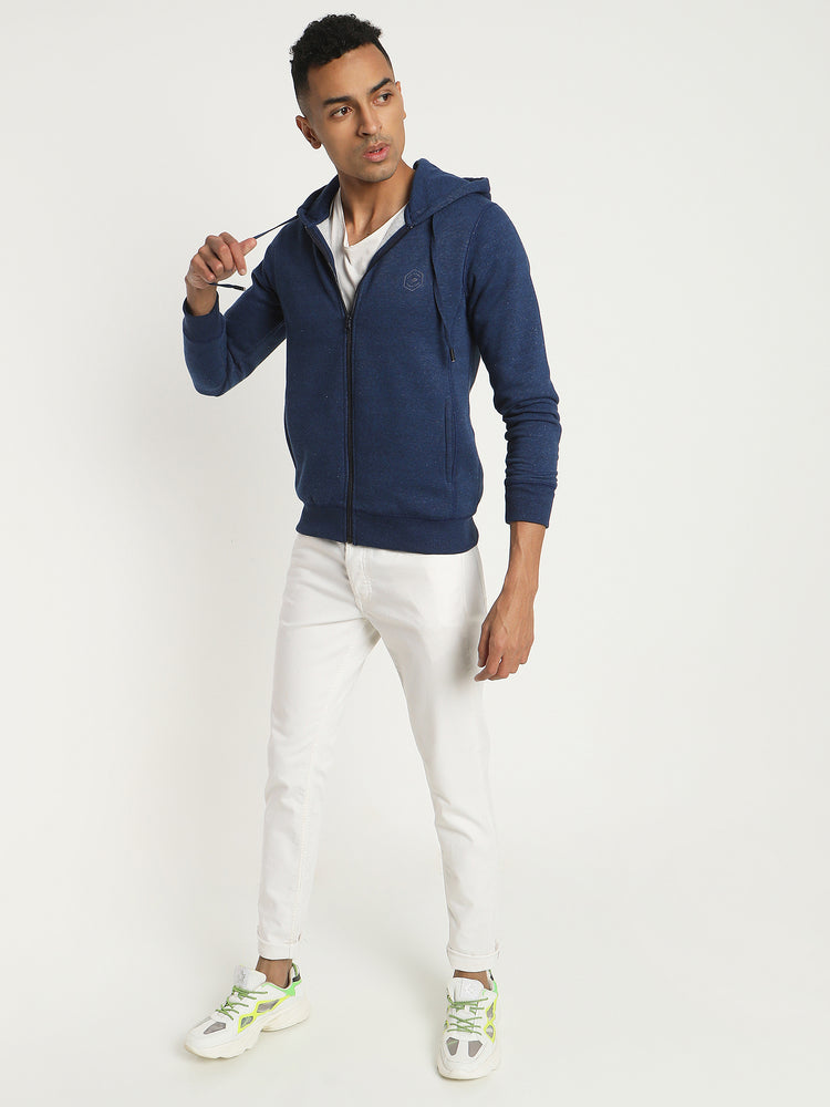 Blue Plain Casual Sweatshirt