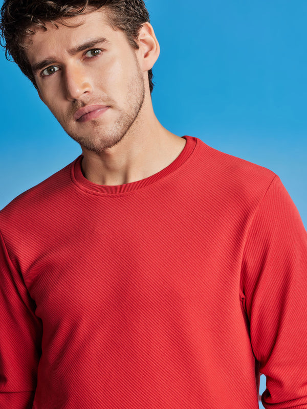 Red  Jacquard  Sweatshirt