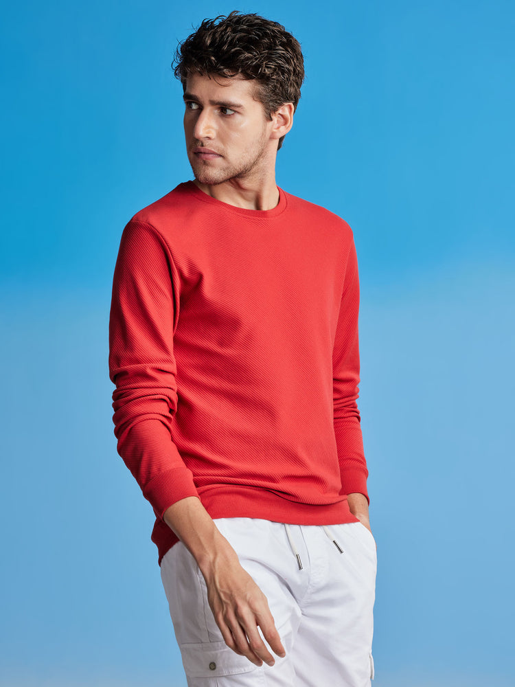 Red  Jacquard  Sweatshirt