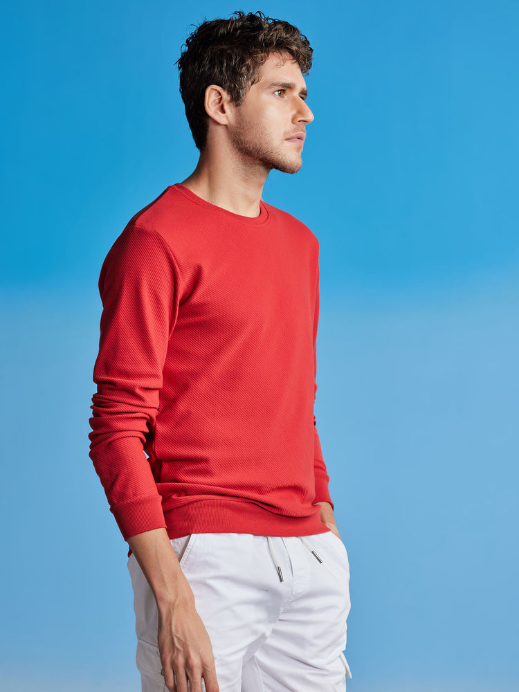 Red  Jacquard  Sweatshirt