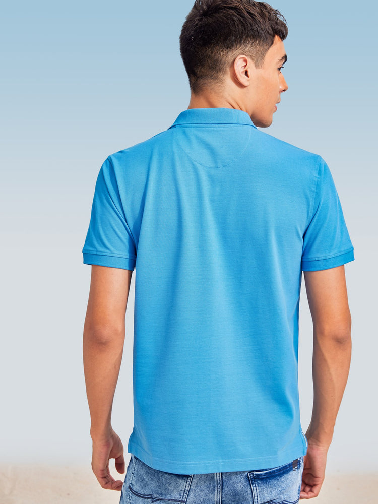 Blue  Plain Stretch T-Shirt