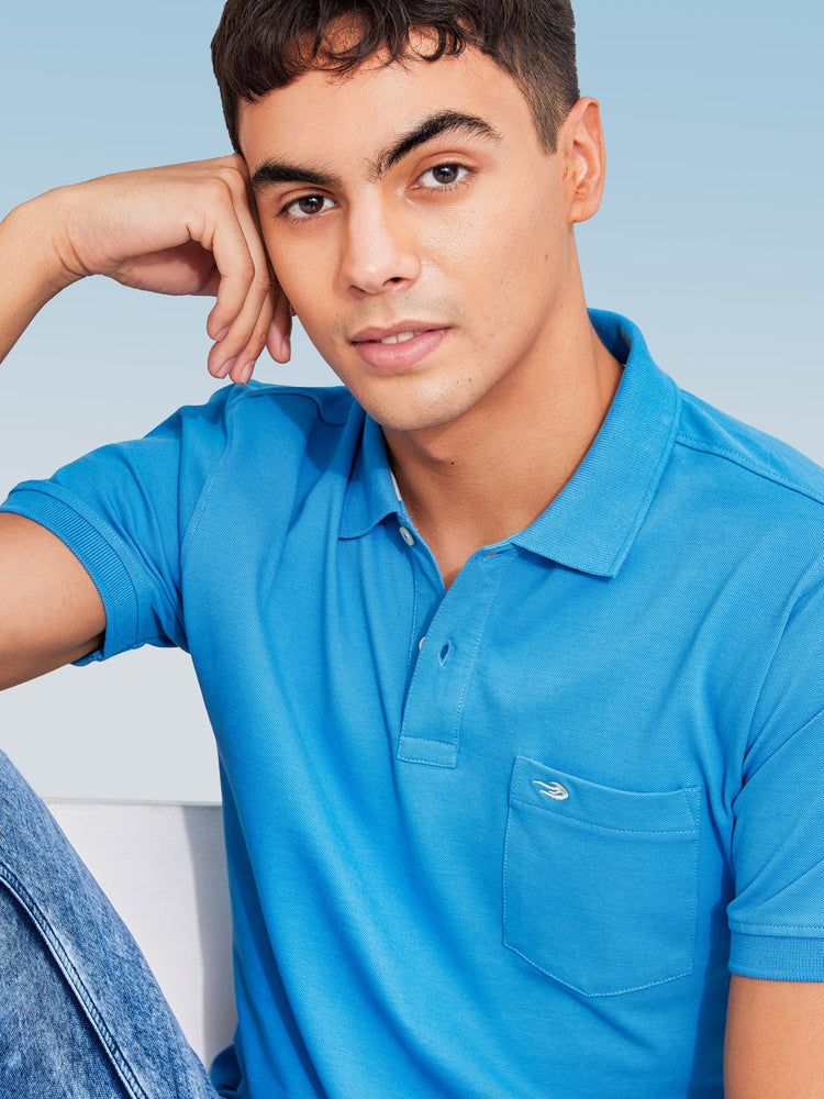 Blue  Plain Stretch T-Shirt