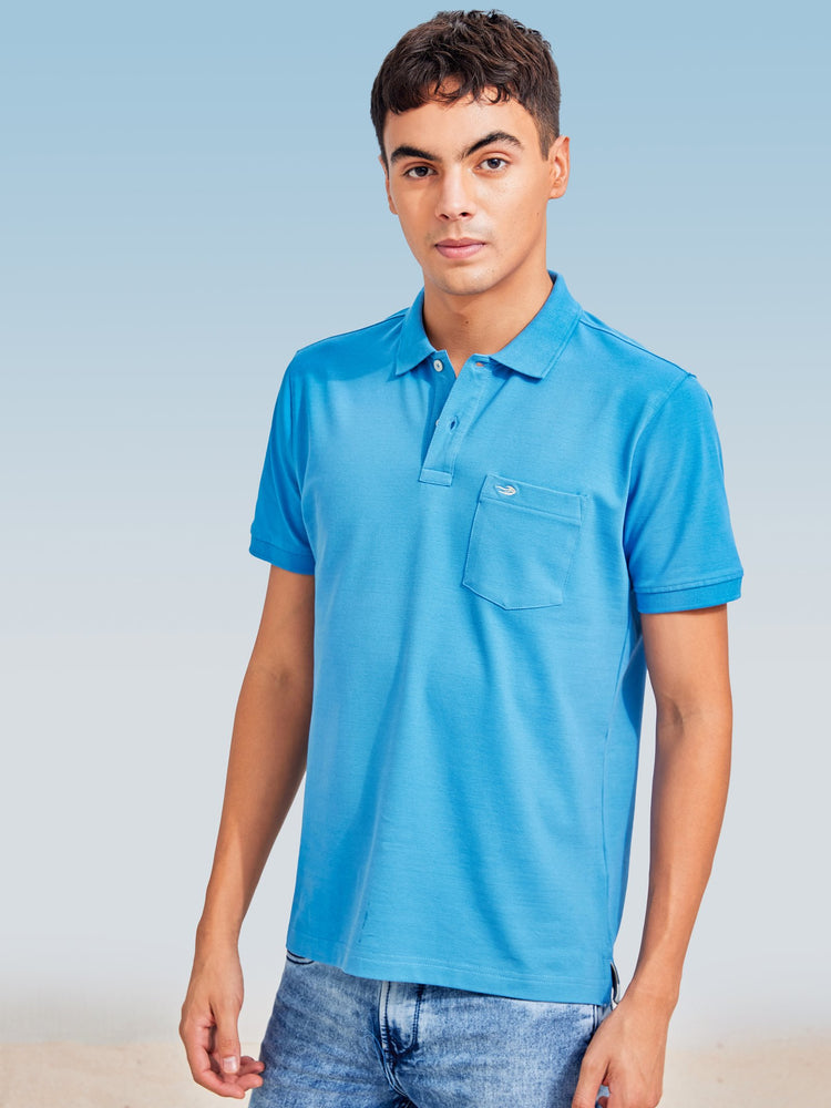 Blue  Plain Stretch T-Shirt