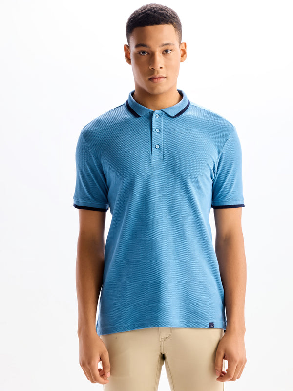 Blue  Cotton Polo T-Shirt