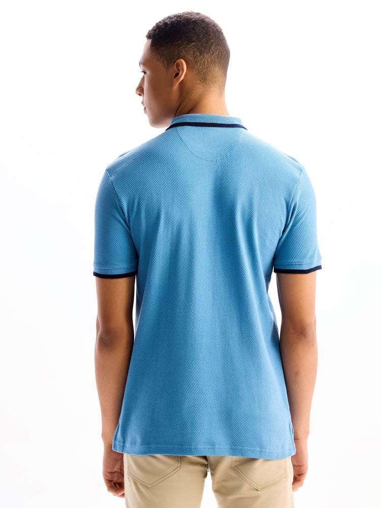 Blue  Cotton Polo T-Shirt