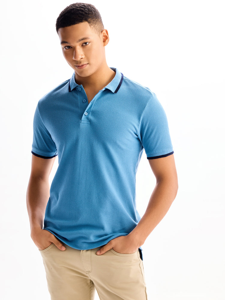Blue  Cotton Polo T-Shirt