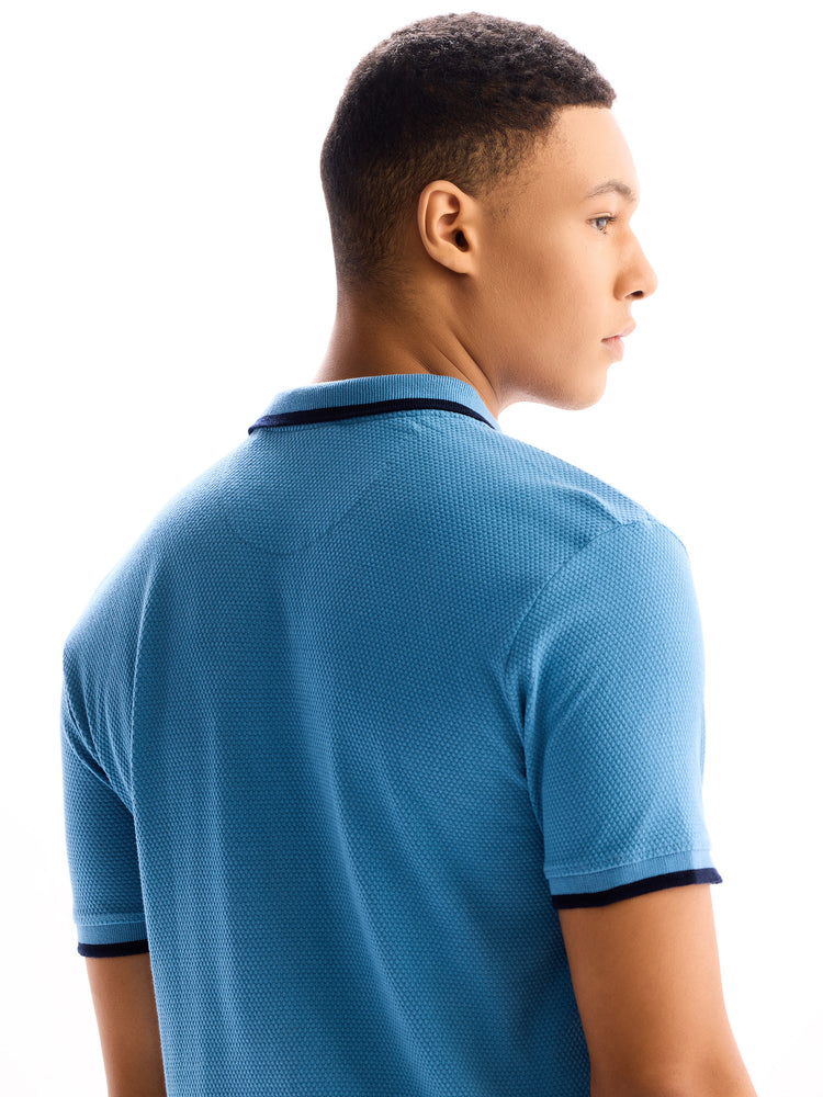Blue  Cotton Polo T-Shirt